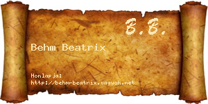Behm Beatrix névjegykártya